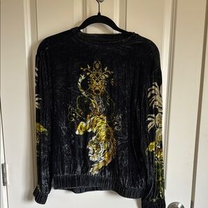 Camilla Black Velvet Tiger Print Sweatshirt